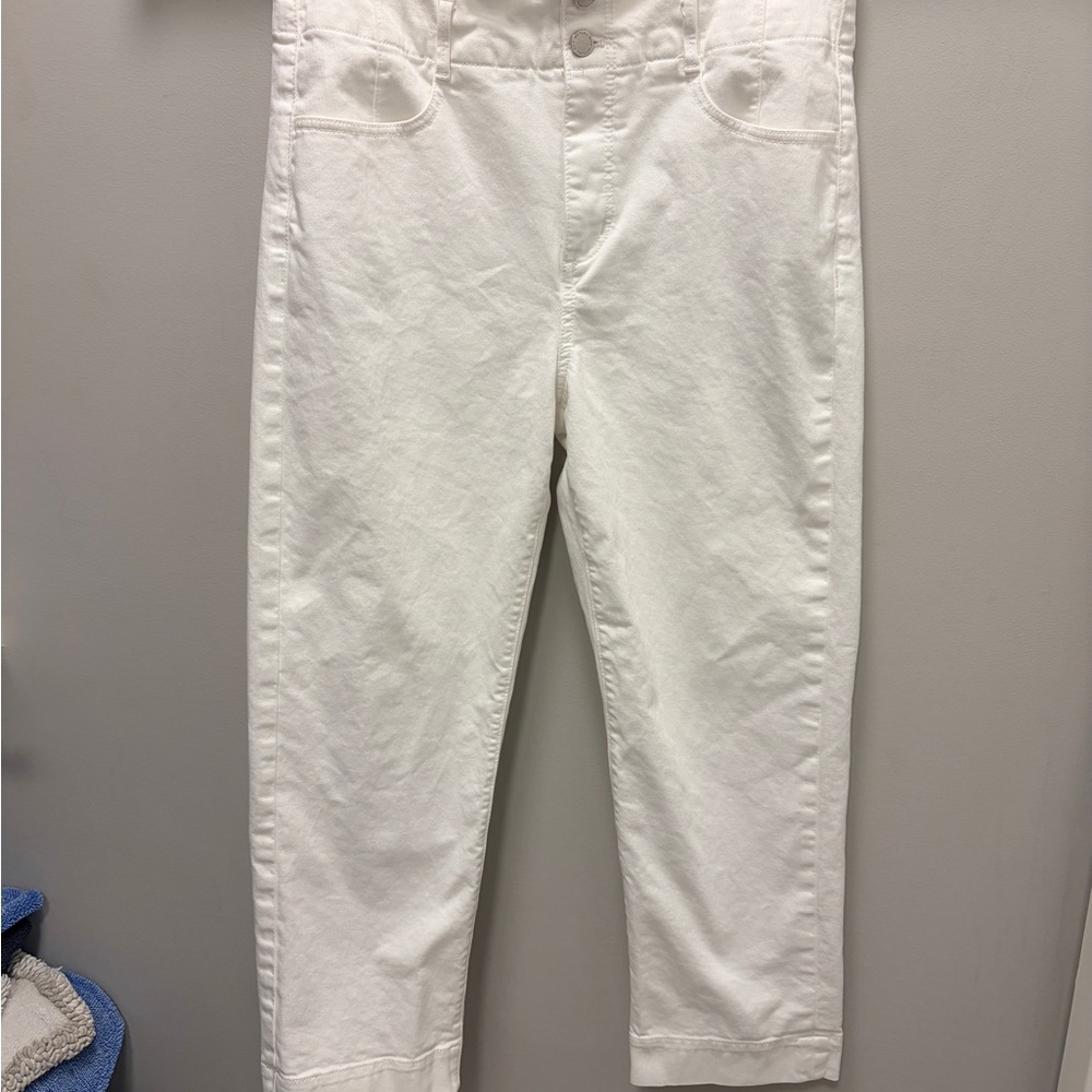 Ann Taylor High Waist, Ankle Length Stretch White Denim Jeans Size 10